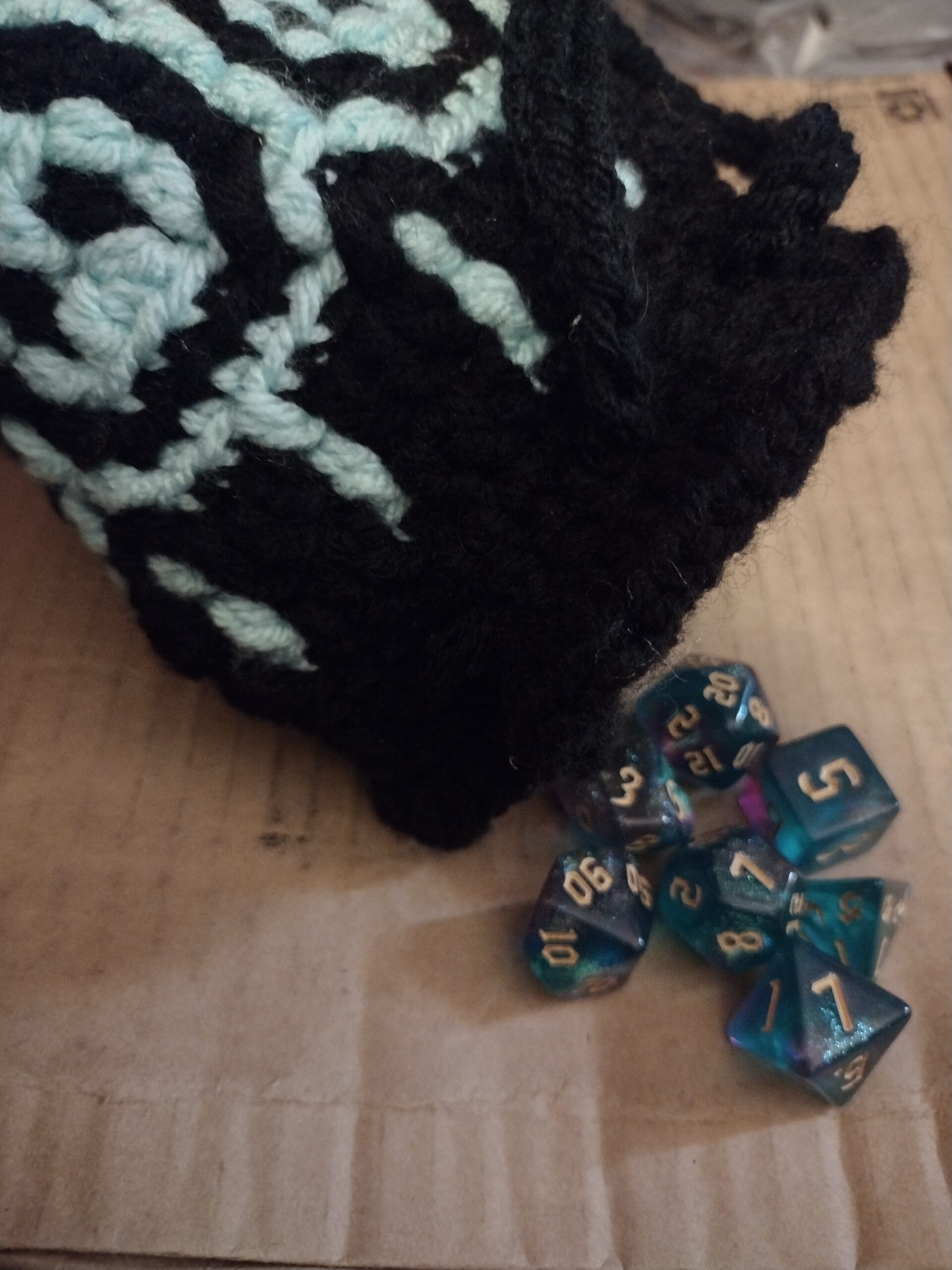 Skulls Mosaic Crochet Pouch (Black and Blue) - Image 2