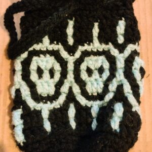 Skulls Mosaic Crochet Pouch (Black and Blue)